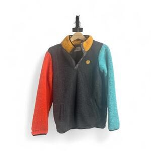 Dutch Bros Colorblock Sherpa Fleece Pullover Jacket Small